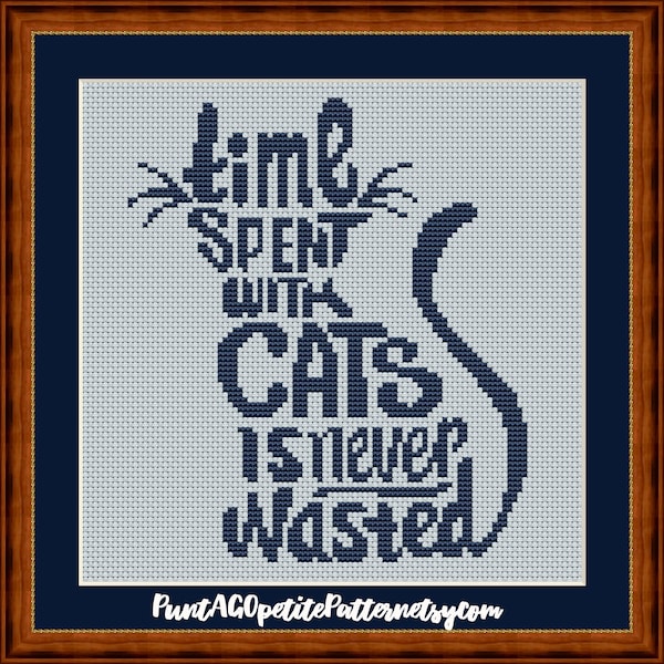 Time spent with cats is never wasted cross stitch pdf pattern