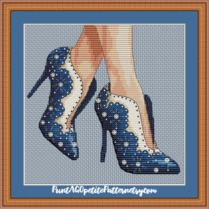 High Heel Spitzenschuhe Kreuzstich Stickmuster