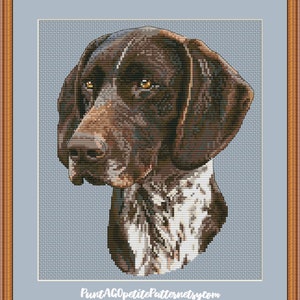 German shorthaired pointer portrait cross stitch pdf pattern