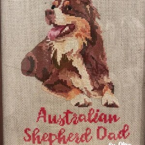 Red Australian shepherd mom cross stitch pdf pattern image 3