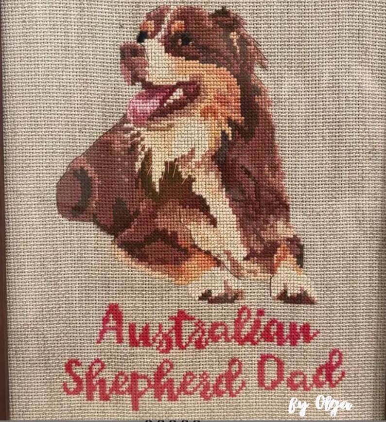 Red Australian shepherd mom cross stitch pdf pattern image 3