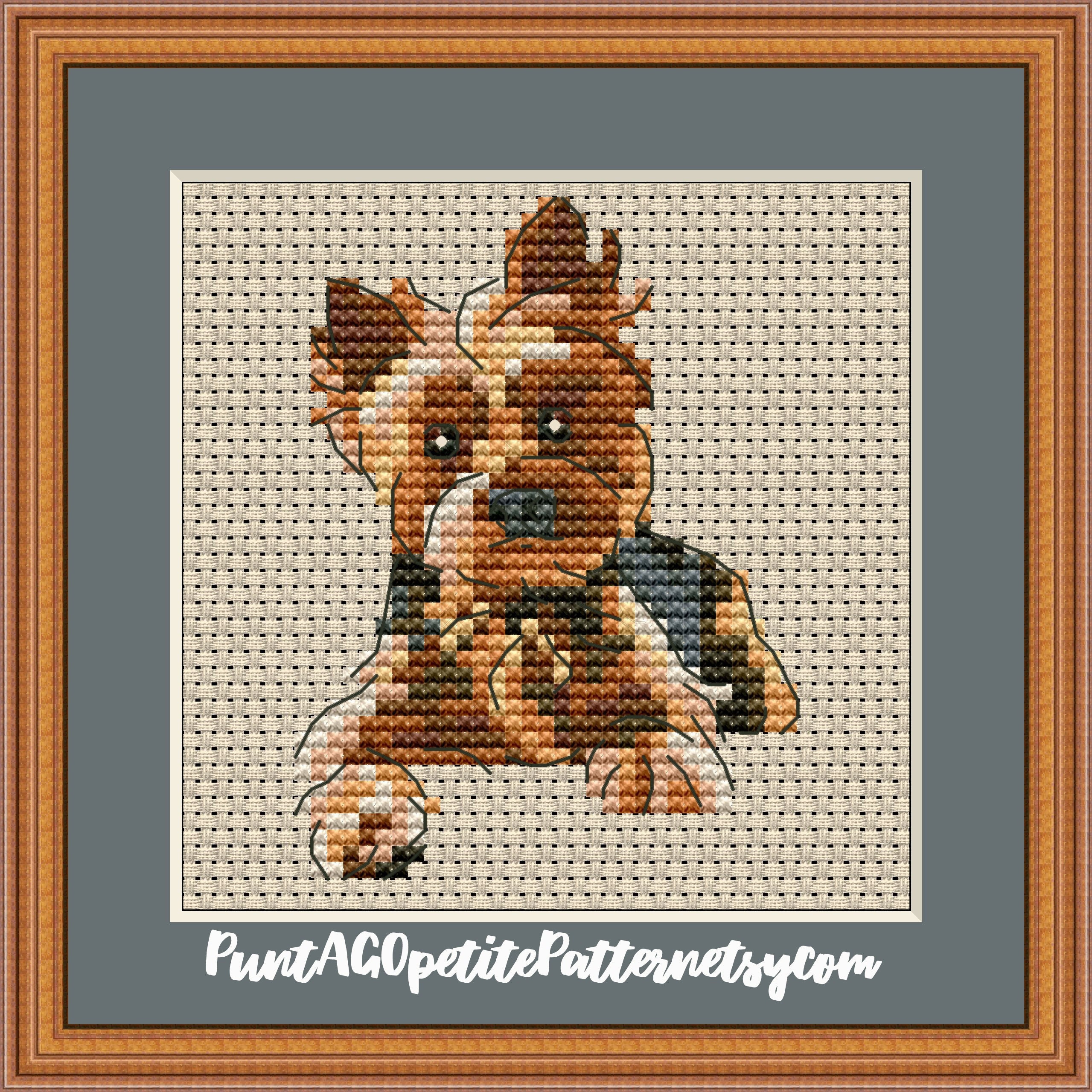 Yorkie cross stitch - Etsy 日本