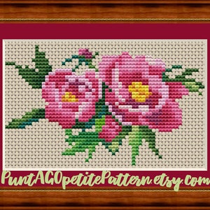 Petit Point-pioen boutonnière kruissteek pdf-patroon