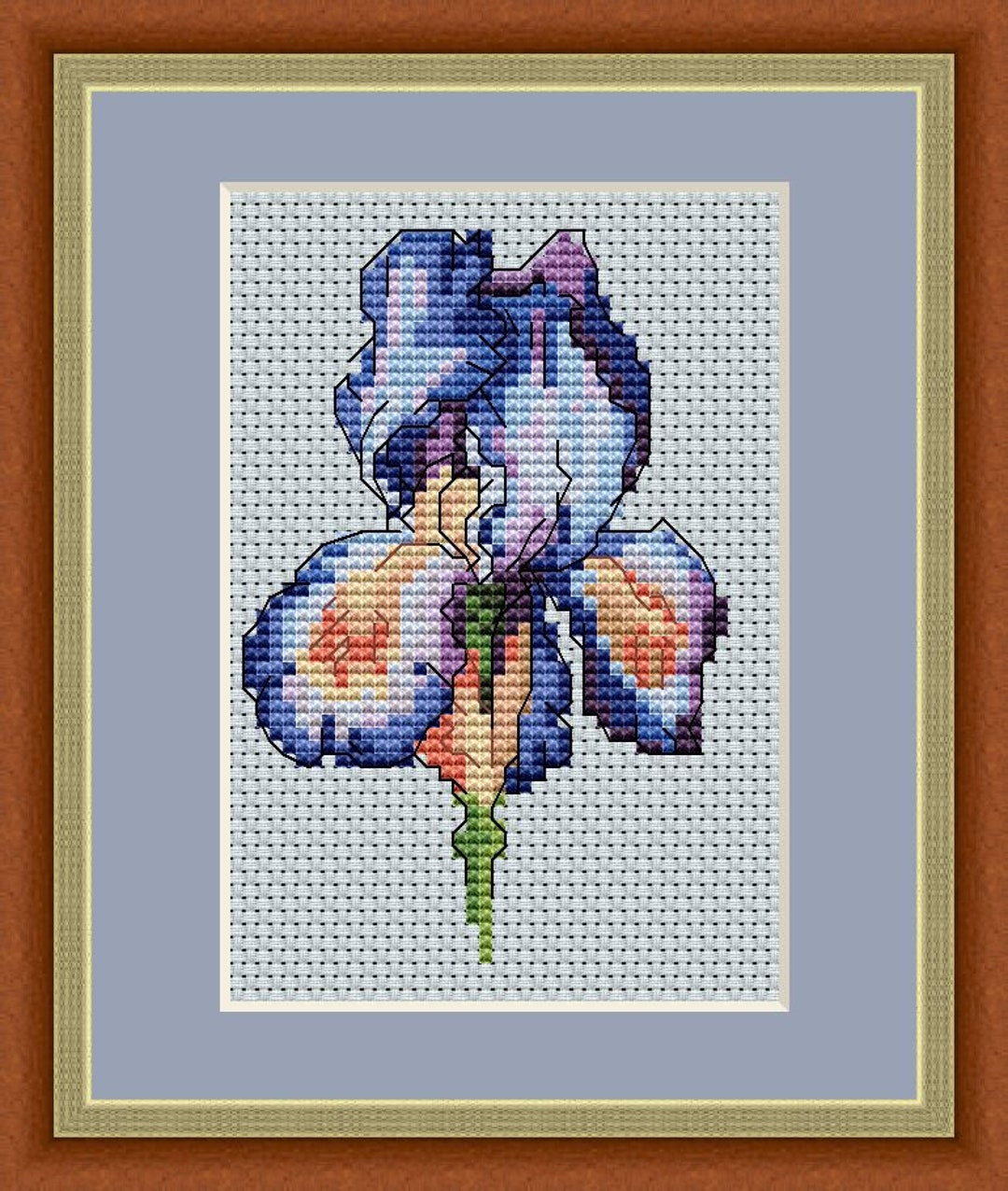 Blue Iris Mini Cross Stitch Pdf Pattern - Etsy