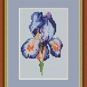Blue iris mini cross stitch pdf pattern