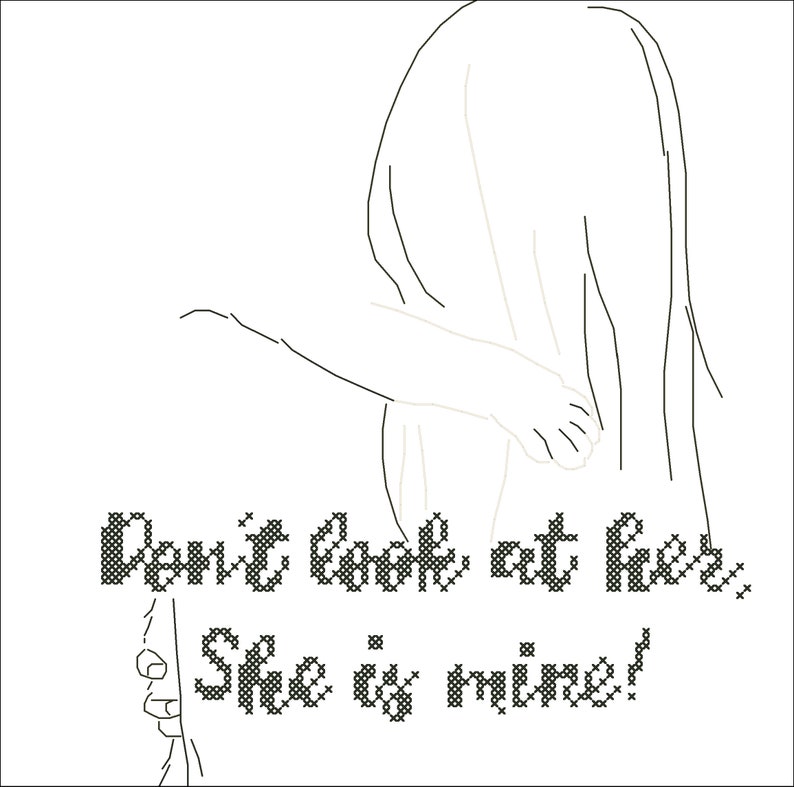 Don't look at her, she is mine cat cross stitch pdf pattern image 4