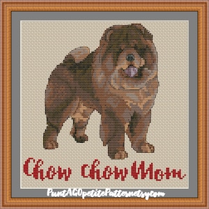 Chocolate Chow chow mom cross stitch pdf pattern