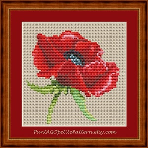 Patrón punto de cruz petit point amapola roja grande pdf
