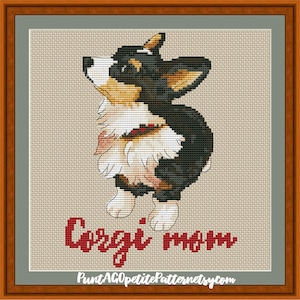 Corgi mom cross stitch pdf pattern