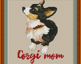 Corgi mom cross stitch pdf pattern