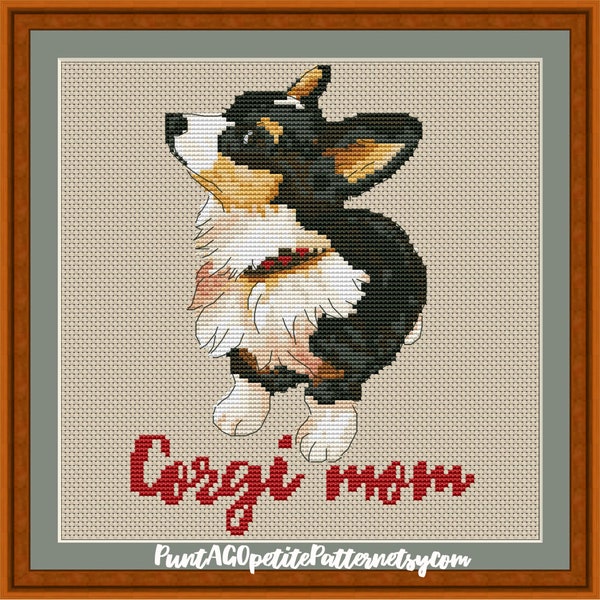Corgi mom cross stitch pdf pattern