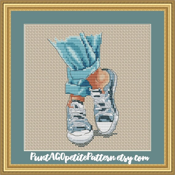 Patron de moda mujer converse punto de cruz pdf Etsy Mexico