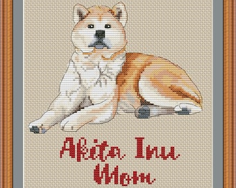 Akita inu mom cross stitch pdf pattern