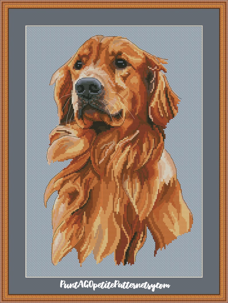 Golden Retriever Portrait Cross Stitch Pdf Pattern Etsy