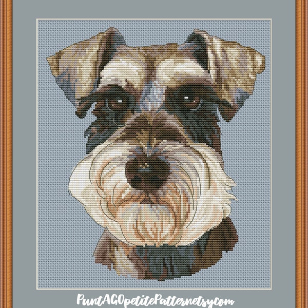 Miniature schnauzer portrait cross stitch pdf pattern