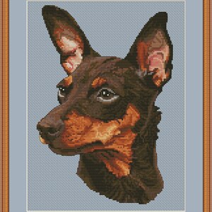 Miniature pinscher portrait cross stitch pdf pattern