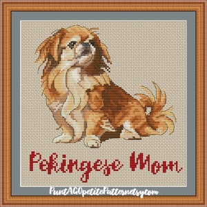 Pekingese mom cross stitch pdf pattern