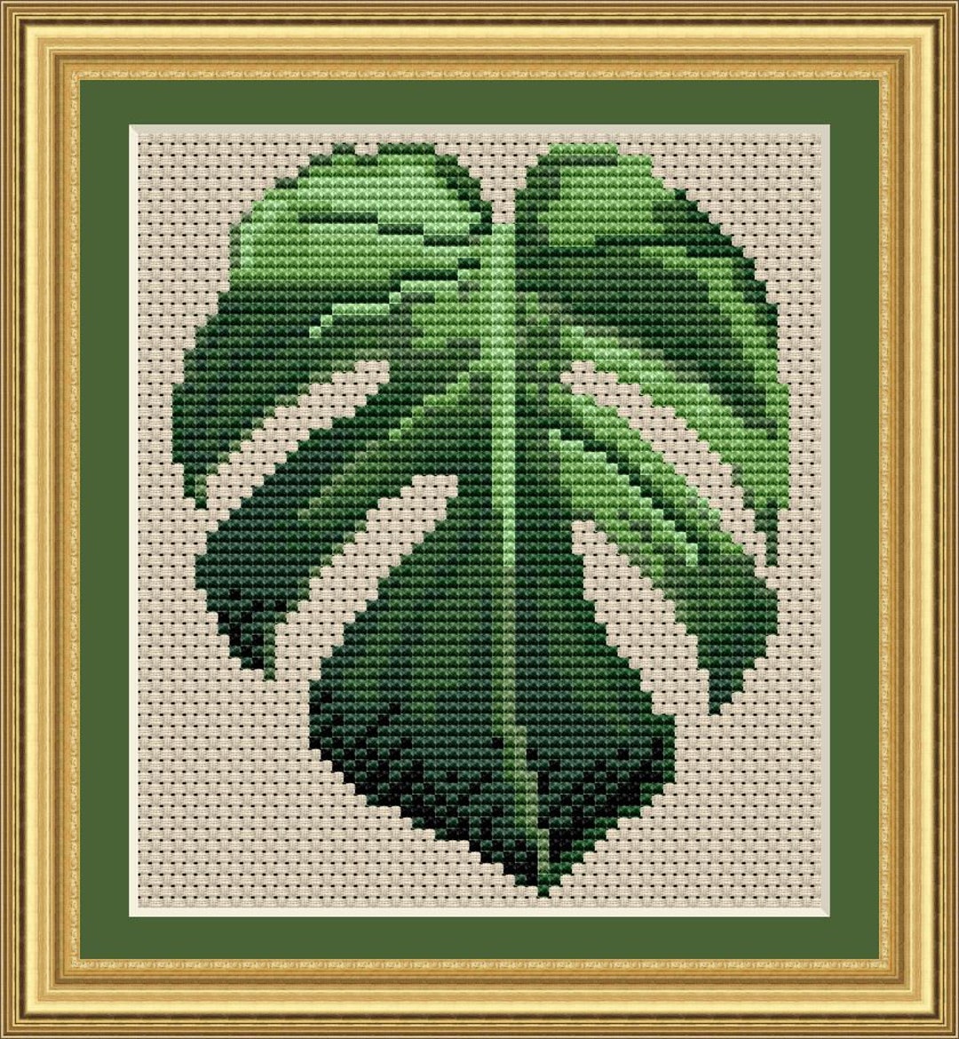 Monstera Leaf Cross Stitch Pattern: Tropical Embroidery (PDF Pattern ...