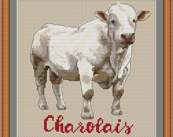 Charolais cattle cross stitch pdf pattern