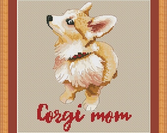 Corgi mom cross stitch pdf pattern