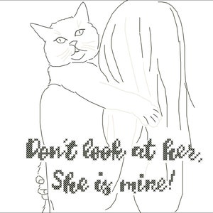 Don't look at her, she is mine cat cross stitch pdf pattern image 5