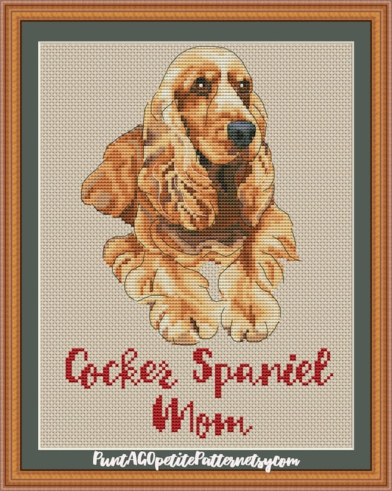 Completed Cocker Spaniel Cross Stitch