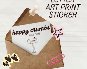 Abbonamento mensile Happy Crumbs Snail Mail Box / LETTERA, STAMPA ARTISTICA e ADESIVO inclusi (solo)