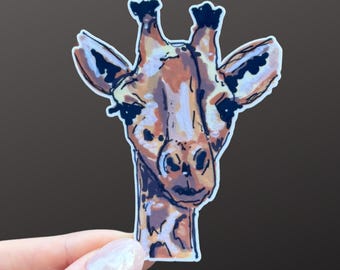 Giraffe Vinyl Sticker, Safari, Zoo Animal | Water Resistant Laptop Sticker Decal | Gift for Animal Lovers