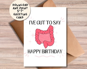 Ho il coraggio di dire Buon Compleanno Biglietto stampabile Download immediato Biglietto di compleanno Dietista Dottore GI Gastroenterologo