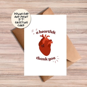 Tarjeta de agradecimiento sincera Tarjeta de felicitación de corazón Gracias Amigo Esposa Esposo Pareja Cardiólogo Día de San Valentín Anatómico Gracias