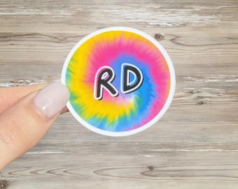 Registered Dietitian Tye Dye Sticker | RD Credential Circle Sticker | RD, Nutritionist, Dietician Sticker | 1.75"