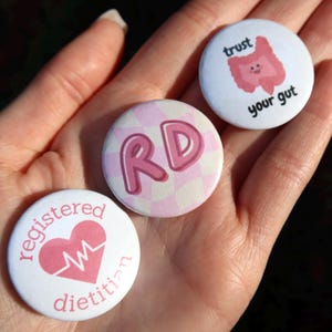 Registered Dietitian 3-Pin Set – RD Gifts, Nutrition-Inspired Badge Pins for Work