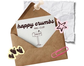 Happy Crumbs Snail Mail Subscription Box | Monthly Mail | Stickers & Stationary Envelope