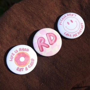 Registered Dietitian Pin Set – 3 Pack RD Badge Pins, Nutritionist Gifts, Dietitian Accessories
