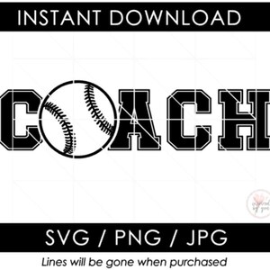 Baseball Coach SVG | Softball PNG | Fun Coach Tshirt Design | End of Year Thank You Gift | JPG Vector | Cut Files | Cricut Silhouette Cameo