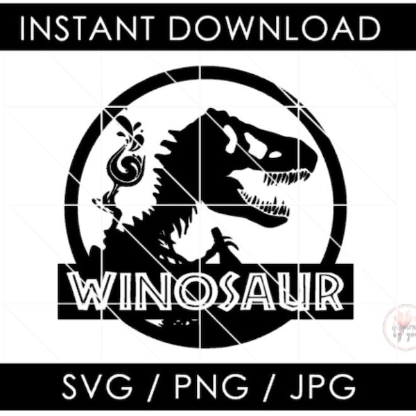 Winosaur SVG | Wine Dinosaur PNG JPG | Wino | Cut Files Vector| Silhouette Cameo Cricut | Digital Download