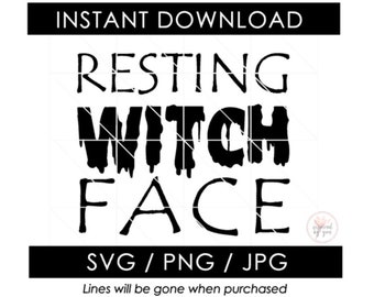 ハロウィーンの魔女の顔デザイン：SVG、PNG、JPG（デジタルファイル）