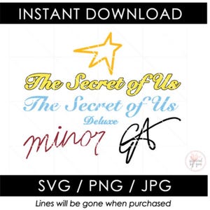 Portadas de álbumes de Gracie Abrams SVG / Portada de álbum con firma PNG / The Secret of Us JPG / Minor / Archivo de corte Cricut para merchandising