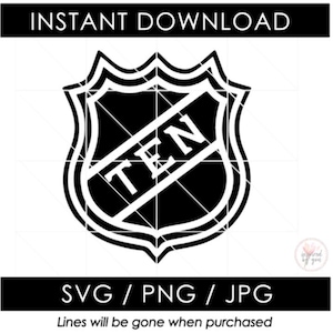 Ten Hockey Geburtstag SVG | 10th zehnter Geburtstag Hockey Boy Player PNG | NHL Schild | Schlittschuh Stick Puck Motiv jpg | Digitale Datei Cricut Cameo