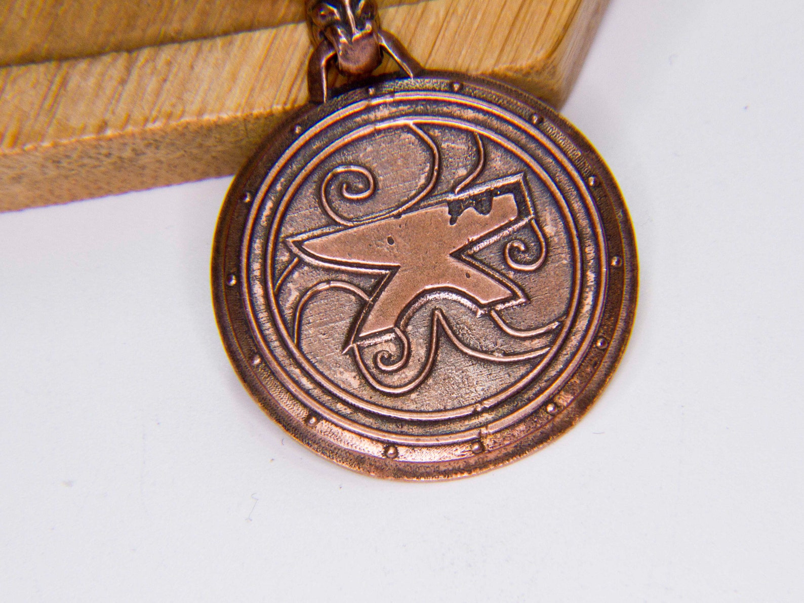 Pure copper Amulet of zenithar / The elder Scrolls jewelry / Etsy