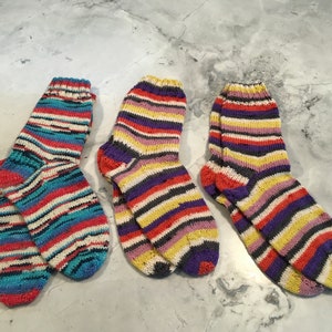 Handmade socks, fair trade socks, hand knitted, warm socks, striped socks, handmade slippers, hand crafted socks
