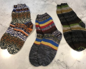 Handmade socks, fair trade socks, wool socks, hand knitted, warm socks, striped socks, handmade slippers, hand crafted socks