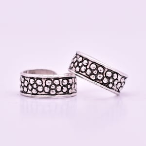 Solid 925 Sterling Silver Toe Ring - Flower Toe Ring - Handmade Toe Ring - Adjustable Toe Band - Oxidize Toe Ring - Silver Midi Toe Ring