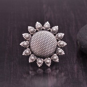 Beautiful Flower Silver Ring - 925 Sterling Silver Ring - Adjustable Size Ring - Handmade Ring - Oxidized Ring - Vintage Ring - Antique Ring