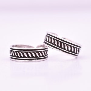 Solid 925 Sterling Silver Toe Ring Pair - Handmade Toe Ring - Adjustable Toe Band - Oxidize Toe Ring - Silver Midi Toe Ring -Indian Jewelry