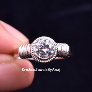 Stunning Diamond Ring - 925 Sterling Silver Ring - 6mm Lab Created Diamond Ring - April Birthstone Ring - Engagement Ring - Solitaire Ring