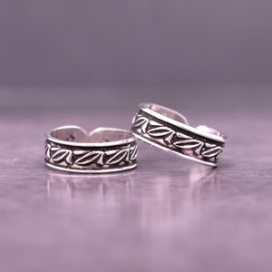 Solid 925 Sterling Silver Toe Ring Pair - Handmade Toe Ring - Adjustable Toe Band - Oxidize Toe Ring - Silver Midi Toe Ring -Indian Jewelry