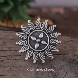 Vintage Style Silver Ring - Handmade Ring - Adjustable Size Ring - 925 Sterling Silver Ring - Oxidized Ring - Big Size Silver Ring