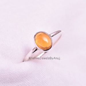 Natural Citrine Gemstone Ring - 925 Sterling Silver Ring - Size 3 To 13 US - November Birthstone - Stackable Ring - Dainty Ring - Tiny Ring
