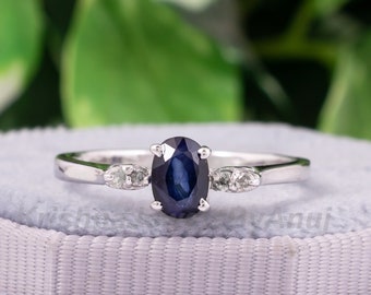 Gorgeous Natural Blue Sapphire Ring - 925 Sterling Silver Ring - Size 7.25 US - Stackable Ring - Dainty Ring - Birthstone Ring - Tiny Ring